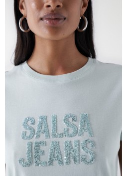 Tshirt basic bleu clair/ vert clair  Salsa Jeans
