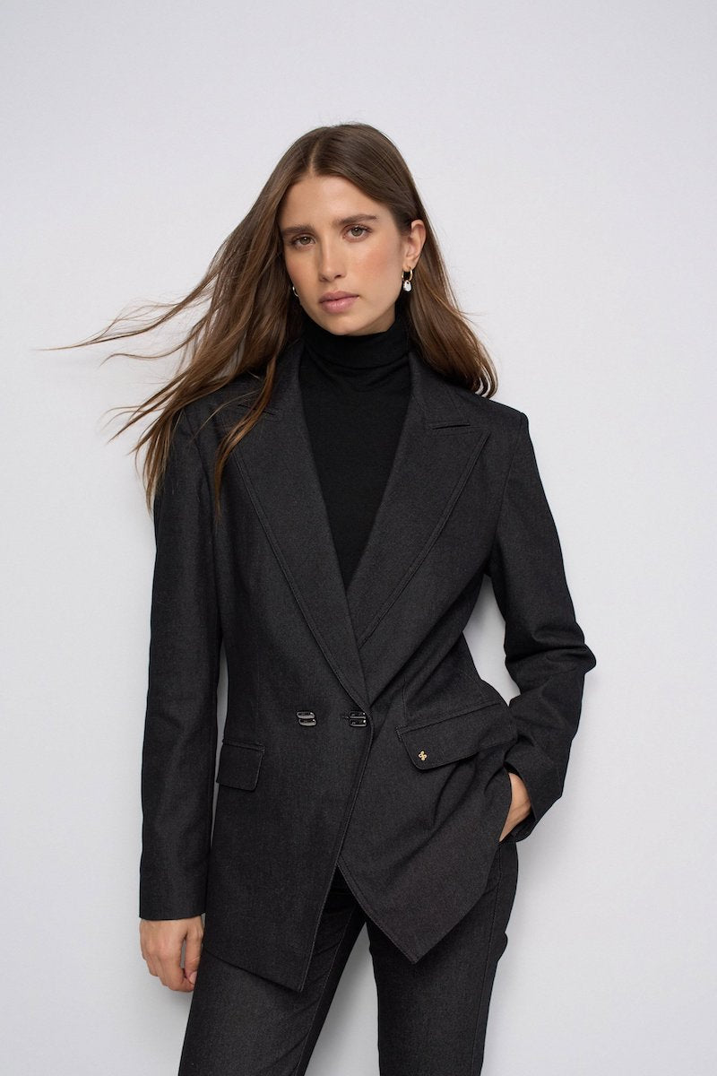 Blazer femme en denim noir Salsa Jeans