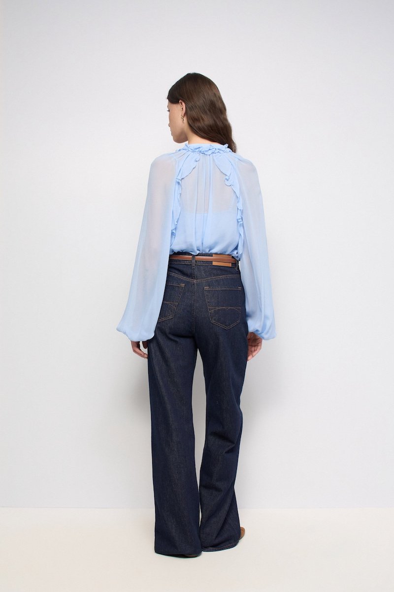 Blouse à volants Salsa Jeans en bleu ciel