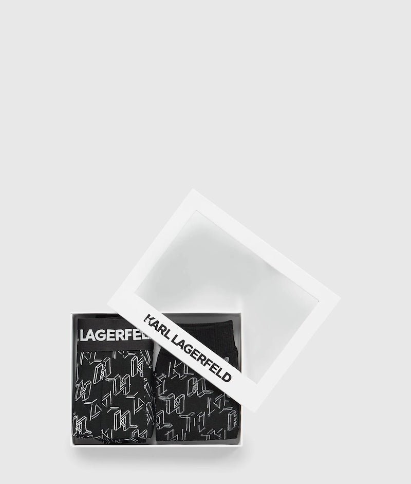 Coffret cadeau homme Karl Lagerfeld caleçon Monogram et chaussettes assorties