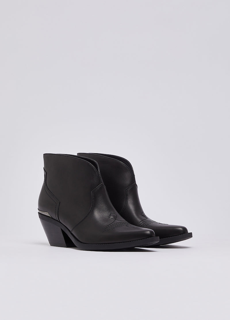 Bottines santiags Liu Jo en cuir noir à talon western