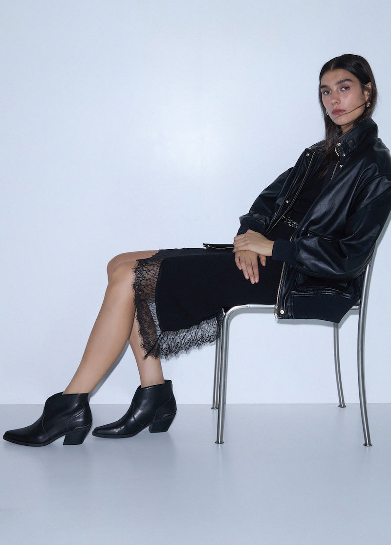 Bottines santiags Liu Jo en cuir noir à talon western