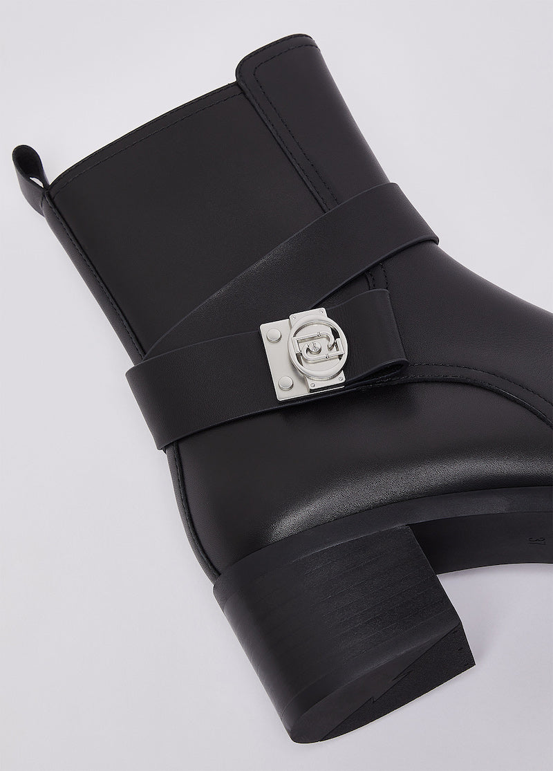 Bottines Liu Jo Janice 03 en cuir noir à talon large