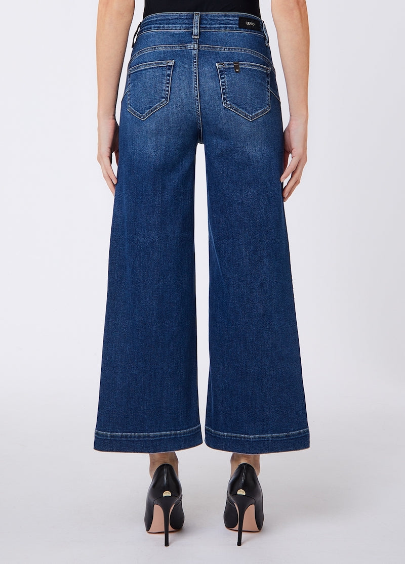 Jeans bleu court jambe flare Liu Jo