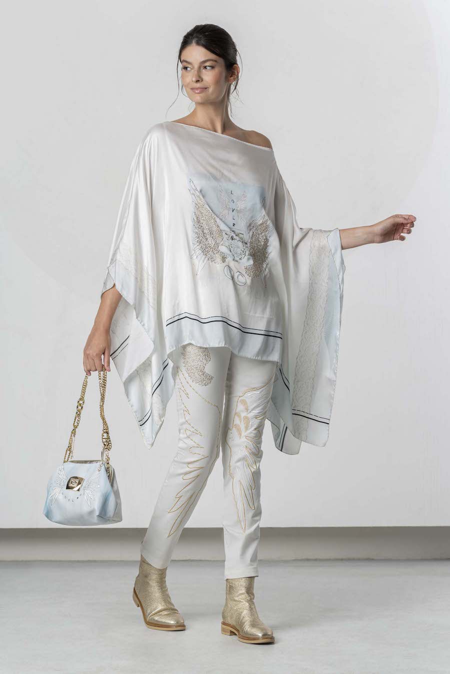 Caftan imprimé bleu Elisa Cavaletti