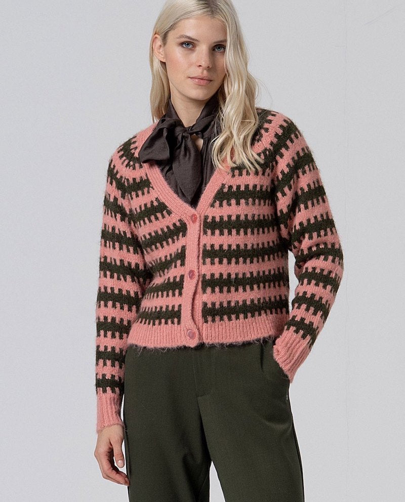 Cardigan court en maille chunky Surkana