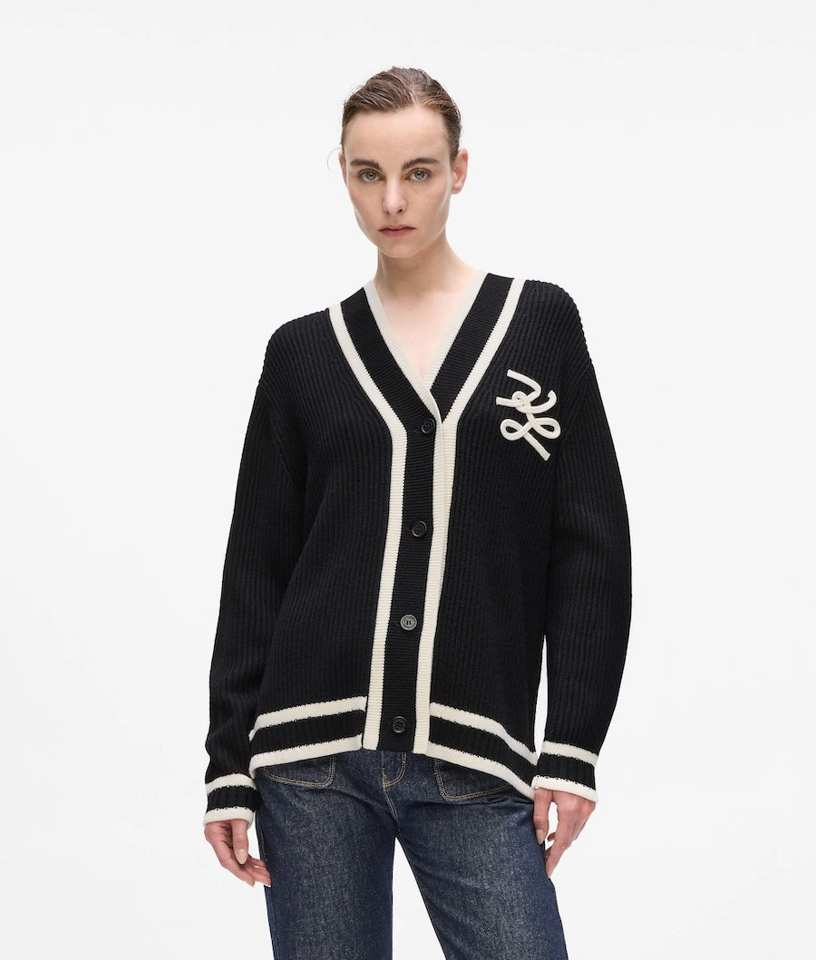 Cardigan femme Karl Lagerfeld noir et blanc