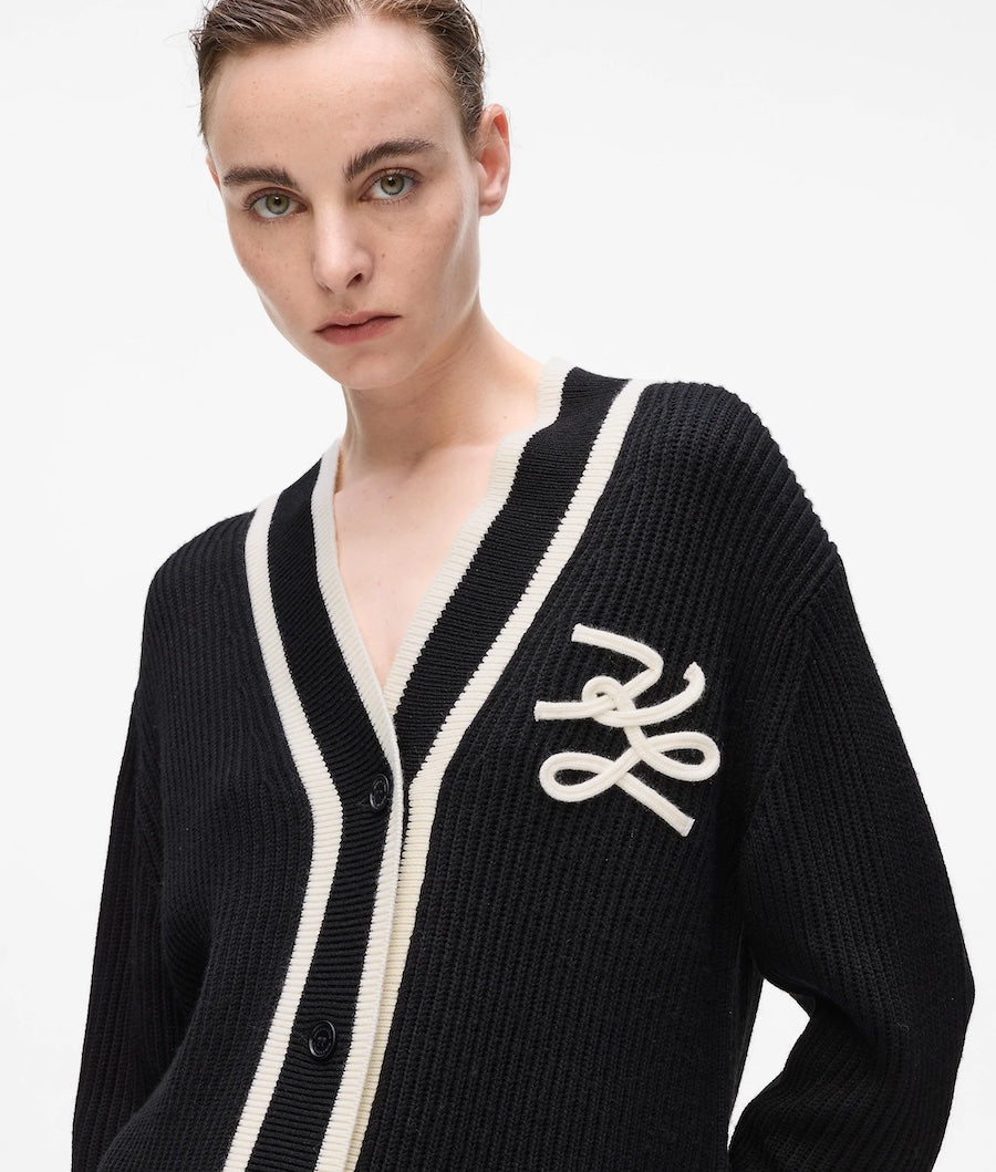 Cardigan femme Karl Lagerfeld noir et blanc