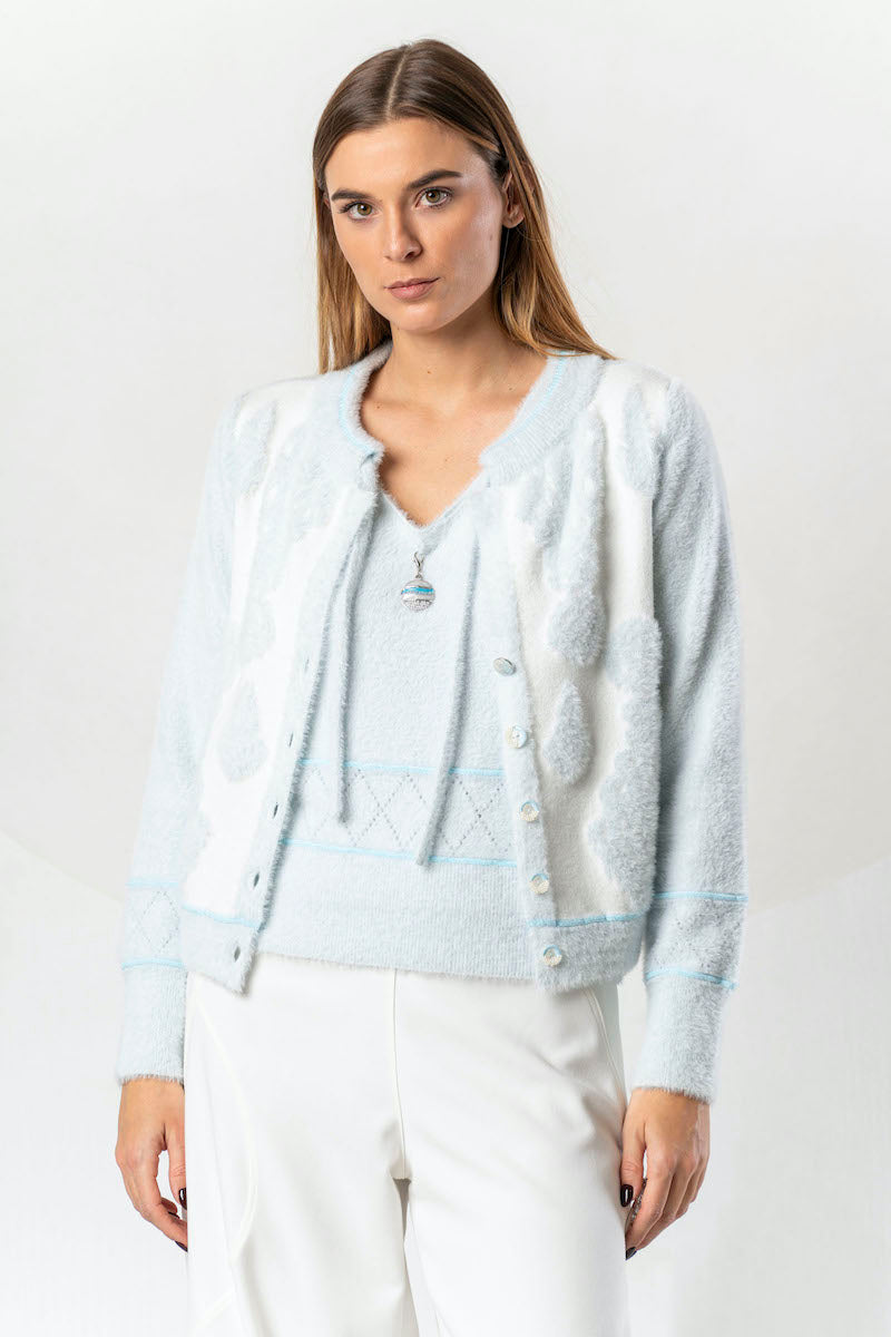 Cardigan en maille bleu Elisa Cavaletti