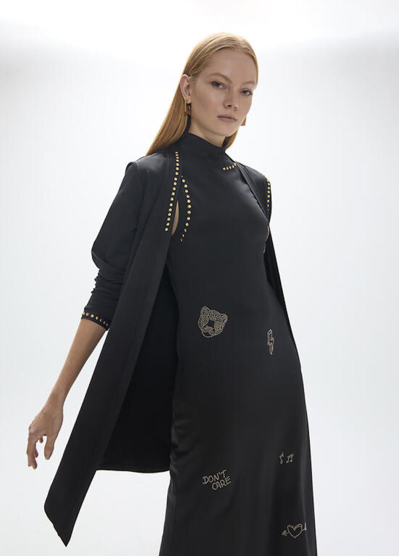 Cardigan long avec détails strass doré Lola