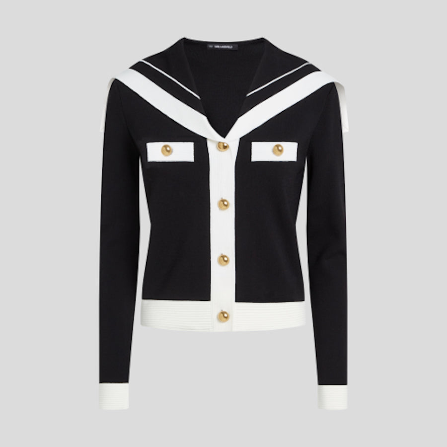 Cardigan marin en maille de chez Karl Lagerfeld