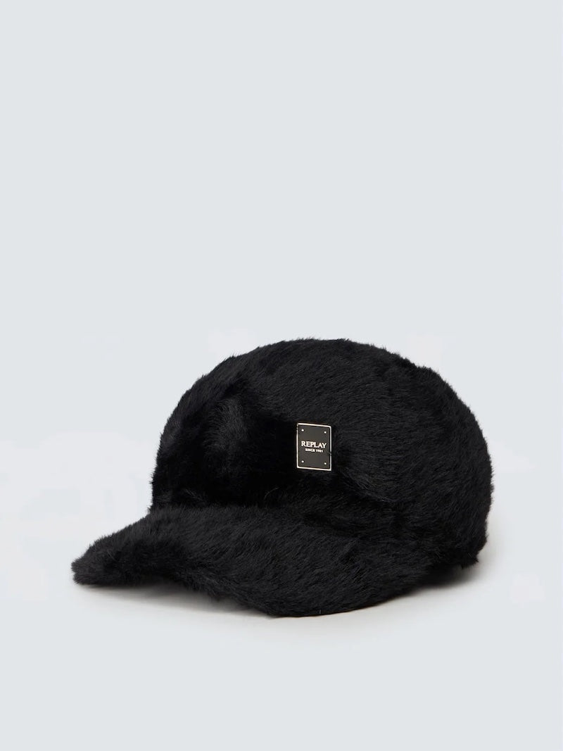 Casquette de baseball effet poilu Replay Jeans en noir