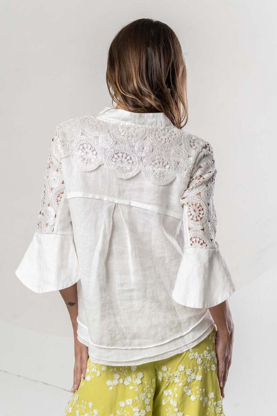 Chemise en dentelle et lin Elisa Cavaletti