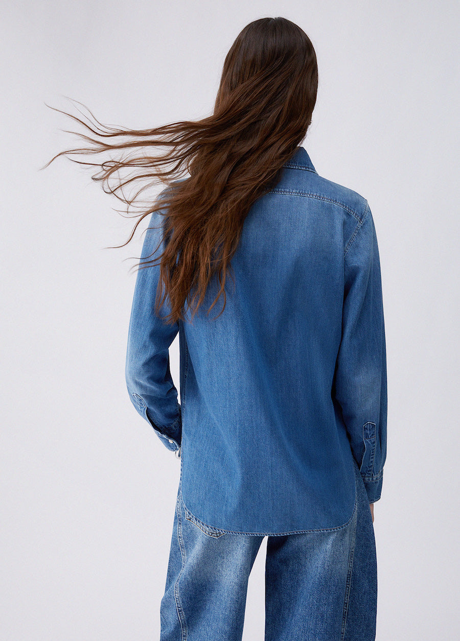 Chemise en jean Liujo UA6339D4851 bleu denim