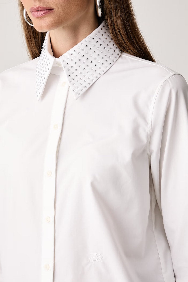 Chemise blanche Karl lagerfeld avec strass et broderie