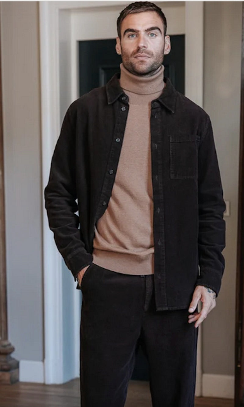 Sur chemise homme en velours chocolat Freeman T