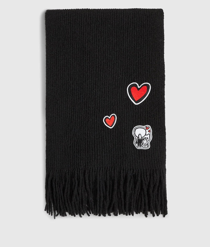 Écharpe noire Karl Lagerfeld en maille à franges