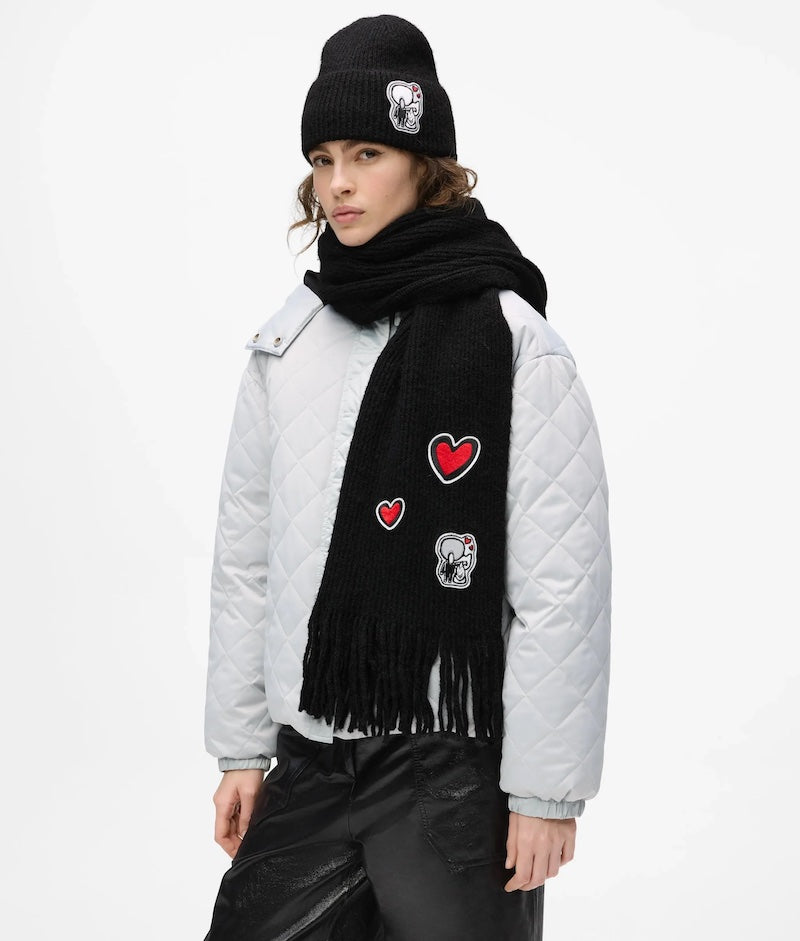 Écharpe noire Karl Lagerfeld en maille à franges