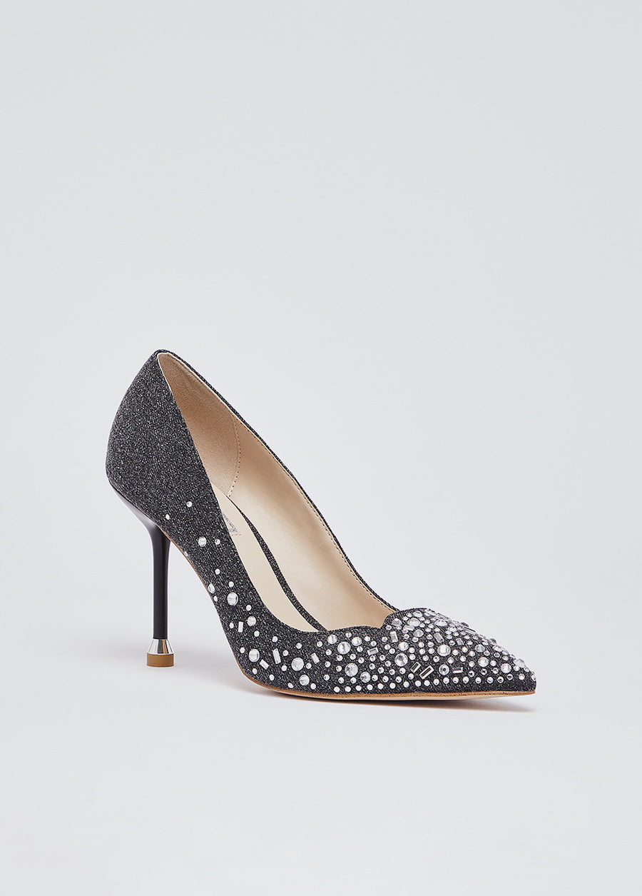 Escarpin en jeans gris et strass Liu Jo