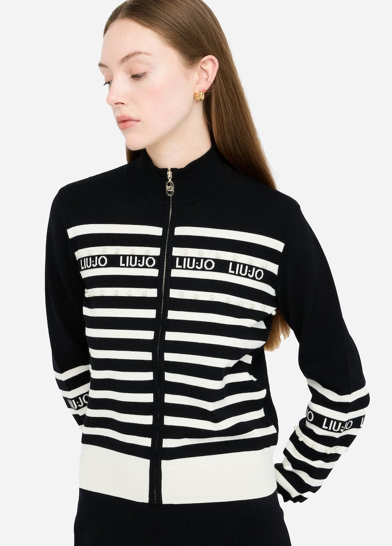 Cardigan rayé avec perles Liu Jo