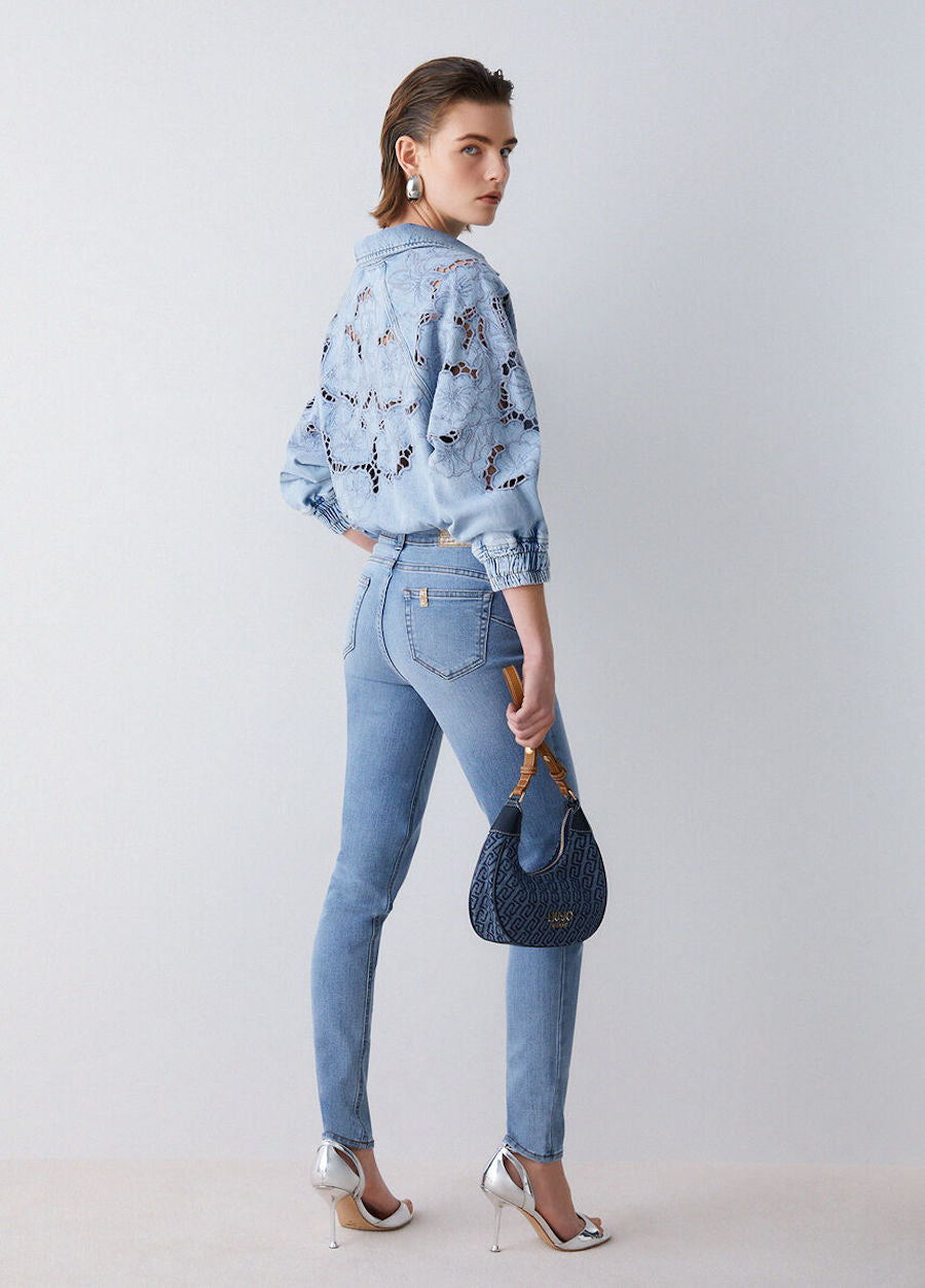 Jean skinny taille haute Liujo Divine UA6013D0318 79032 bleu denim