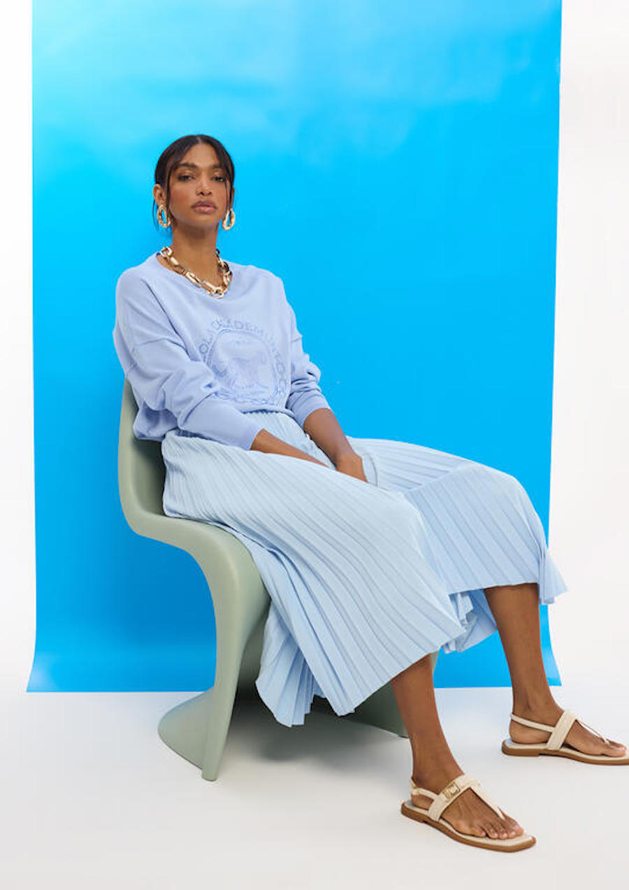 Jupe plissée bleu client Lola casademunt