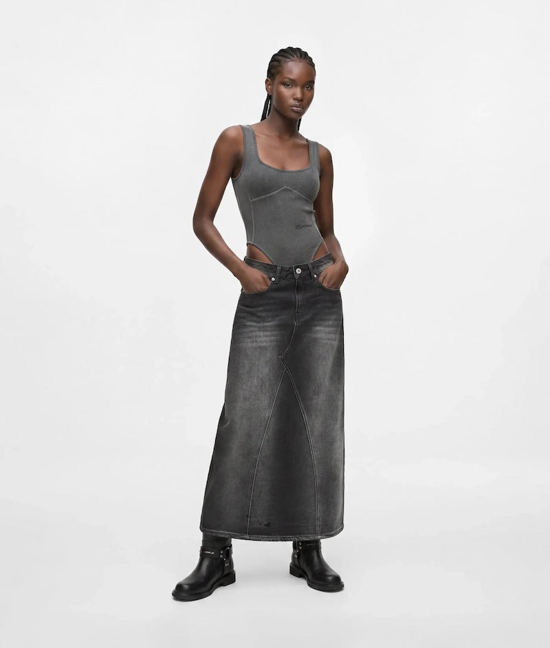 Jupe en jean noir délavé  Lagerfeld