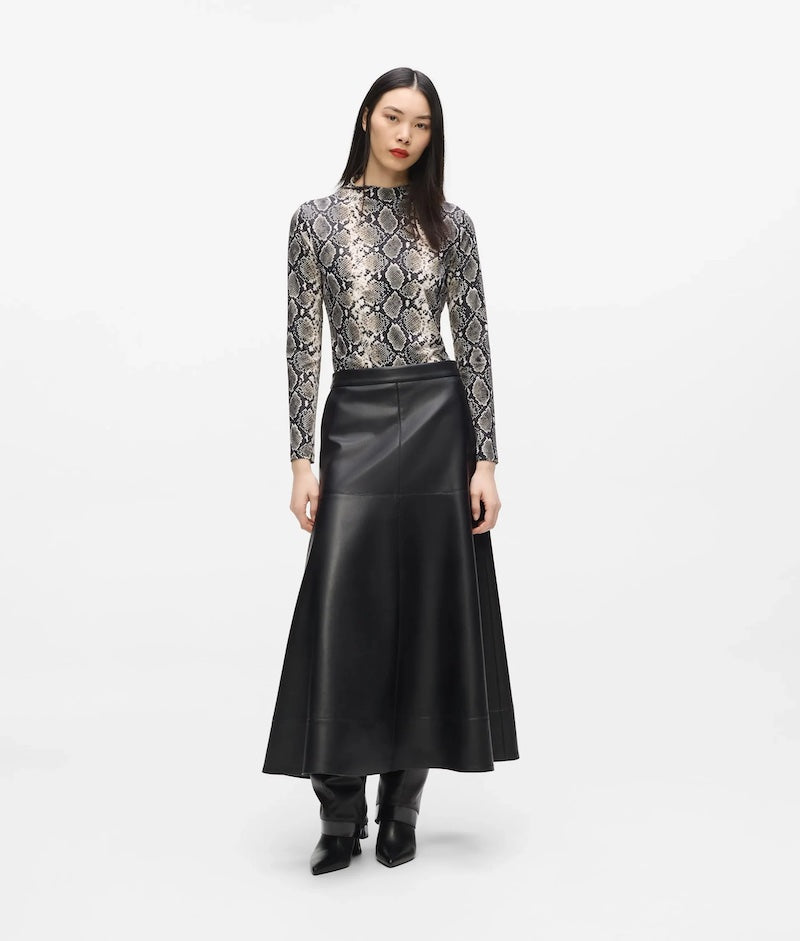 Jupe noire taille haute Karl Lagerfeld broderie Karl Autograph