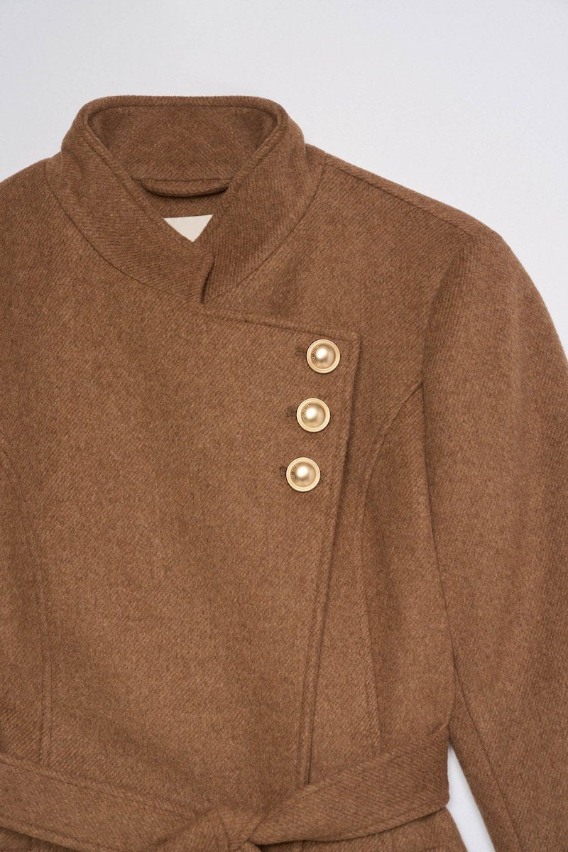 Manteau femme en drap de laine camel signé Salsa Jeans