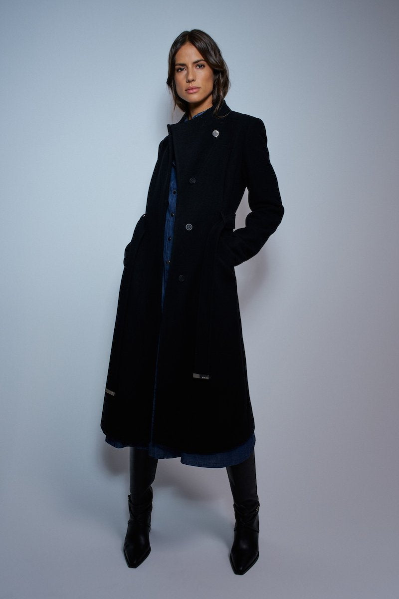 Long manteau femme noir Salsa Jeans