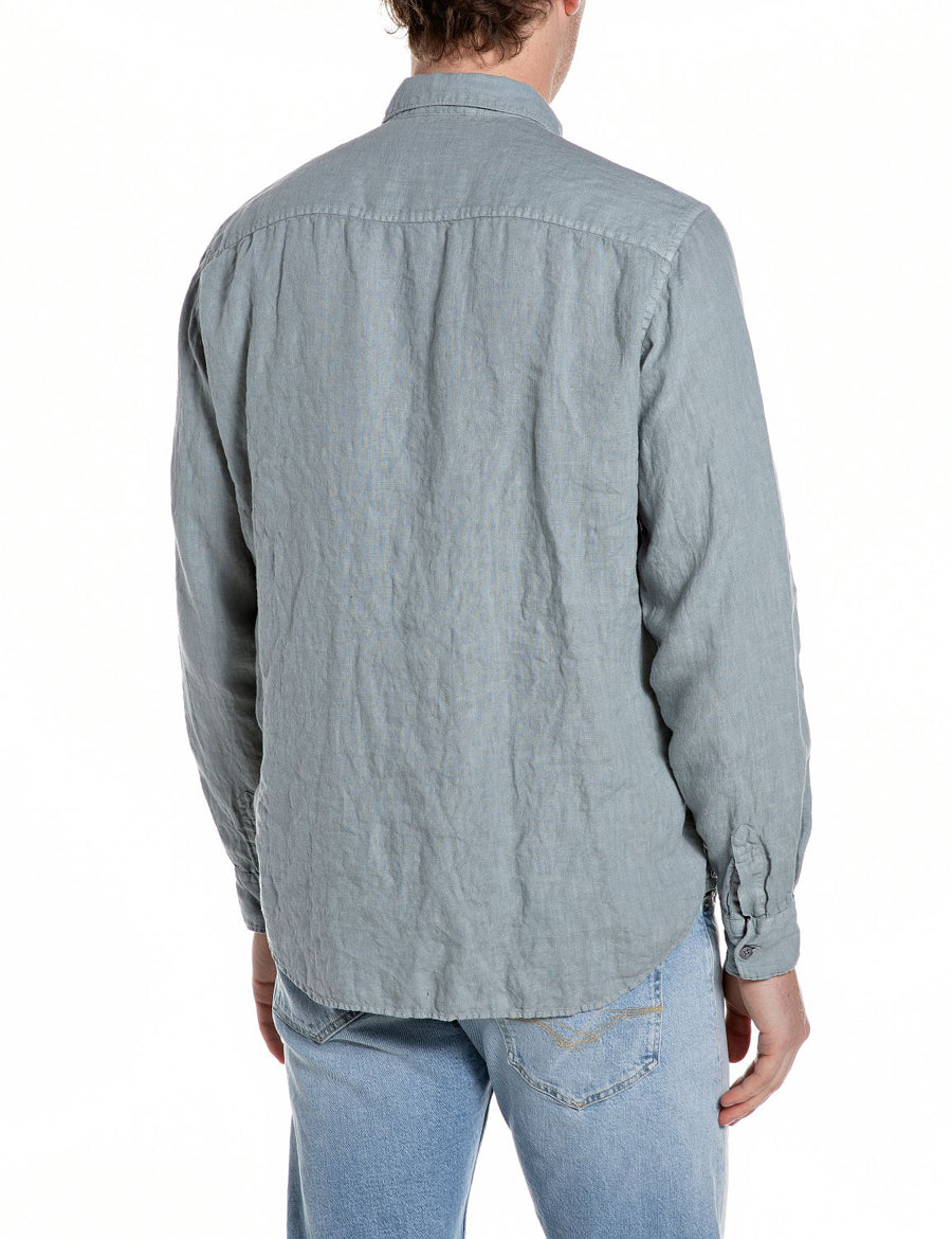 Chemise Replay Lin M4159 gris bleu