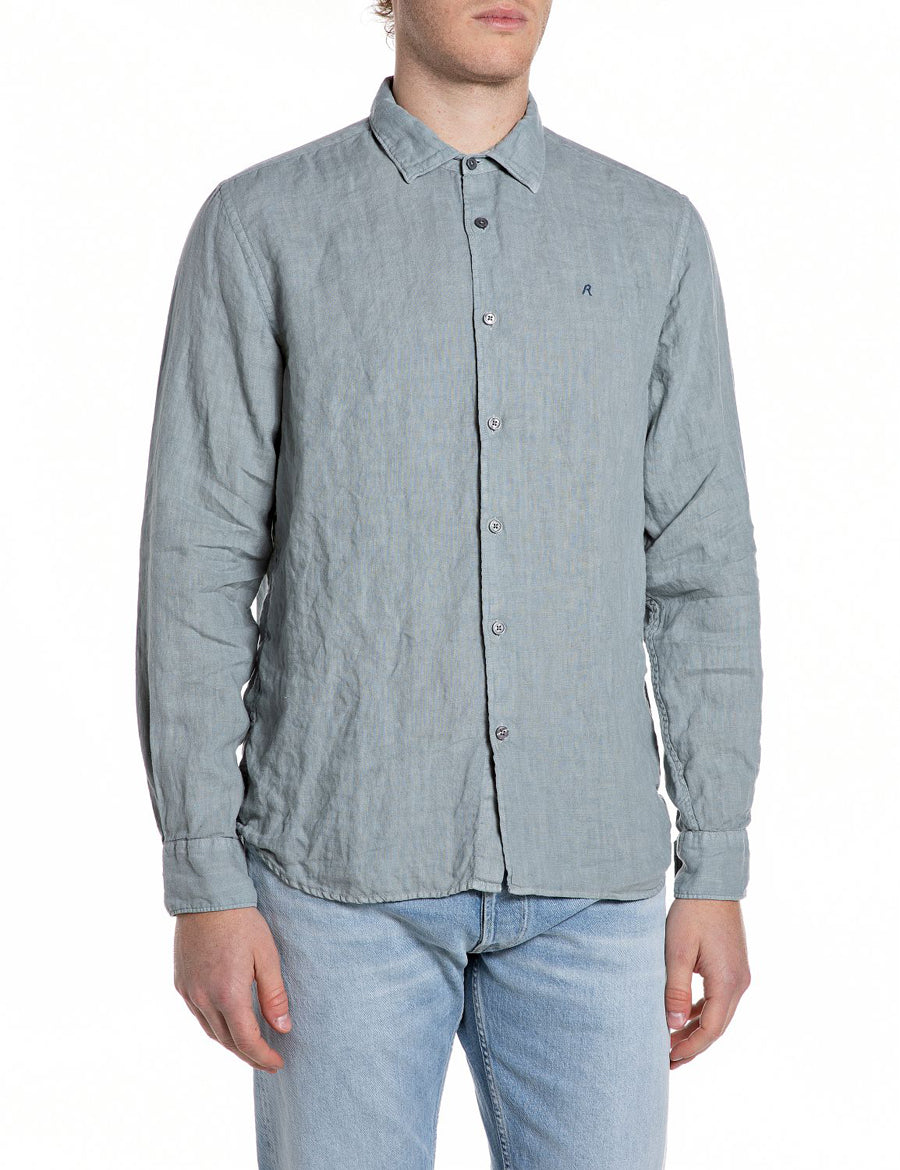 Chemise Replay Lin M4159 gris bleu