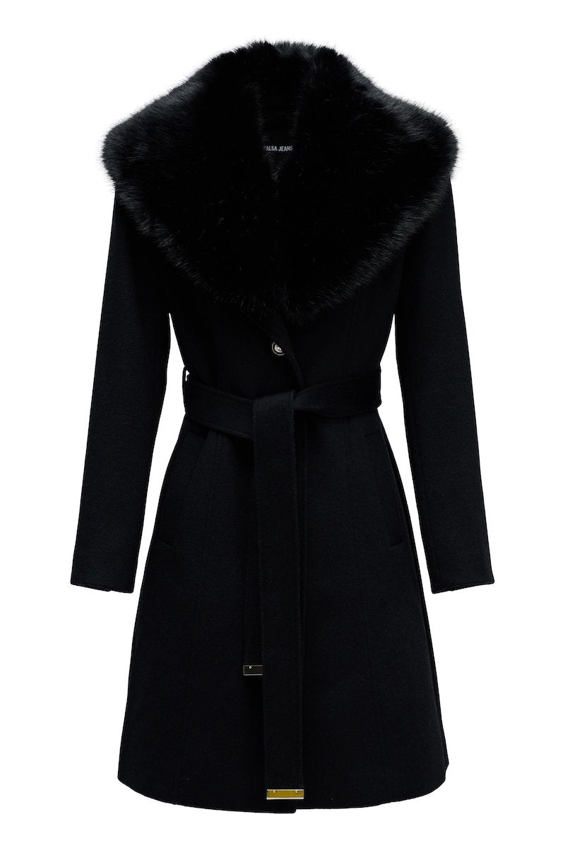 Manteau mi long Salsa Jeans avec fourrure amovible