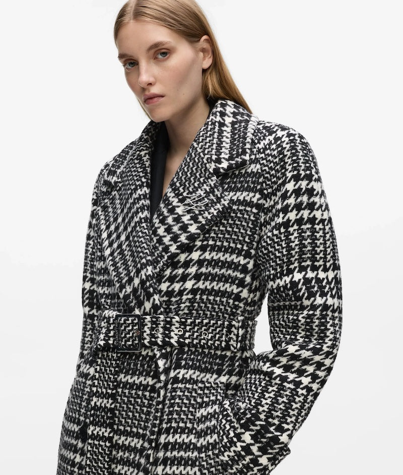 Manteau long pied de poule femme Karl Lagerfeld
