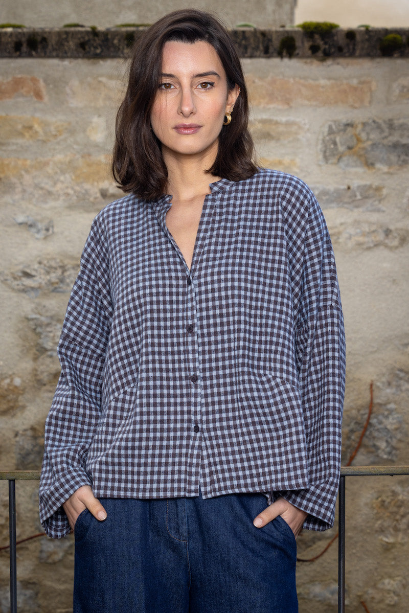 Chemise fluide à petits carreaux O'MER