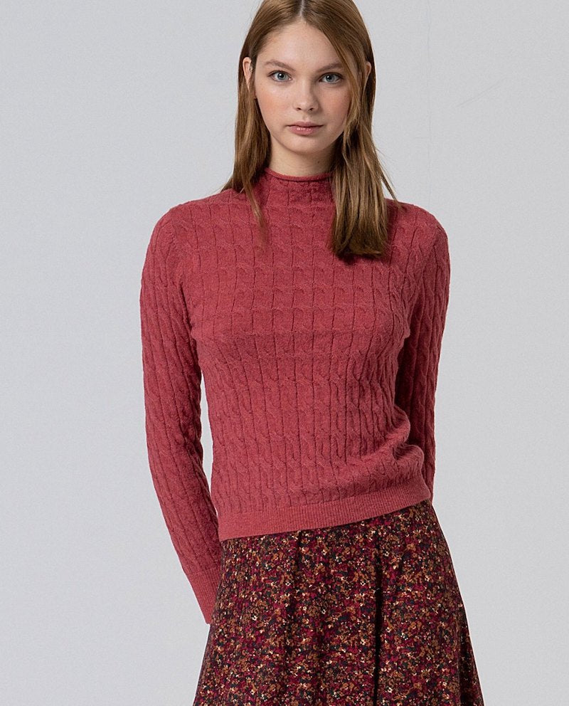 Pull en laine mélangé rose Surkana