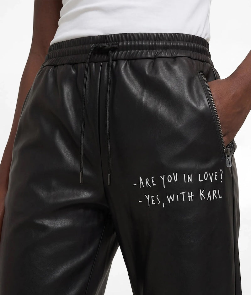 Pantalon femme noir effet cuir Karl Lagerfeld x Pietro Terzini