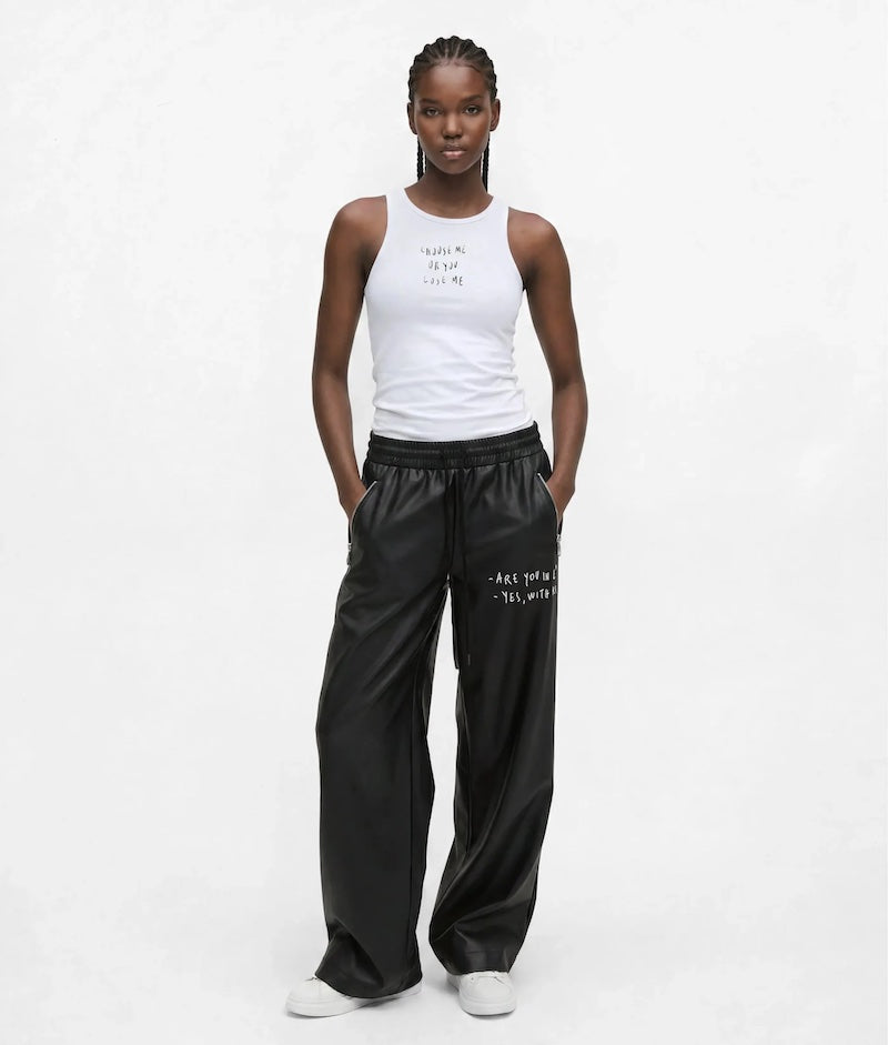 Pantalon femme noir effet cuir Karl Lagerfeld x Pietro Terzini