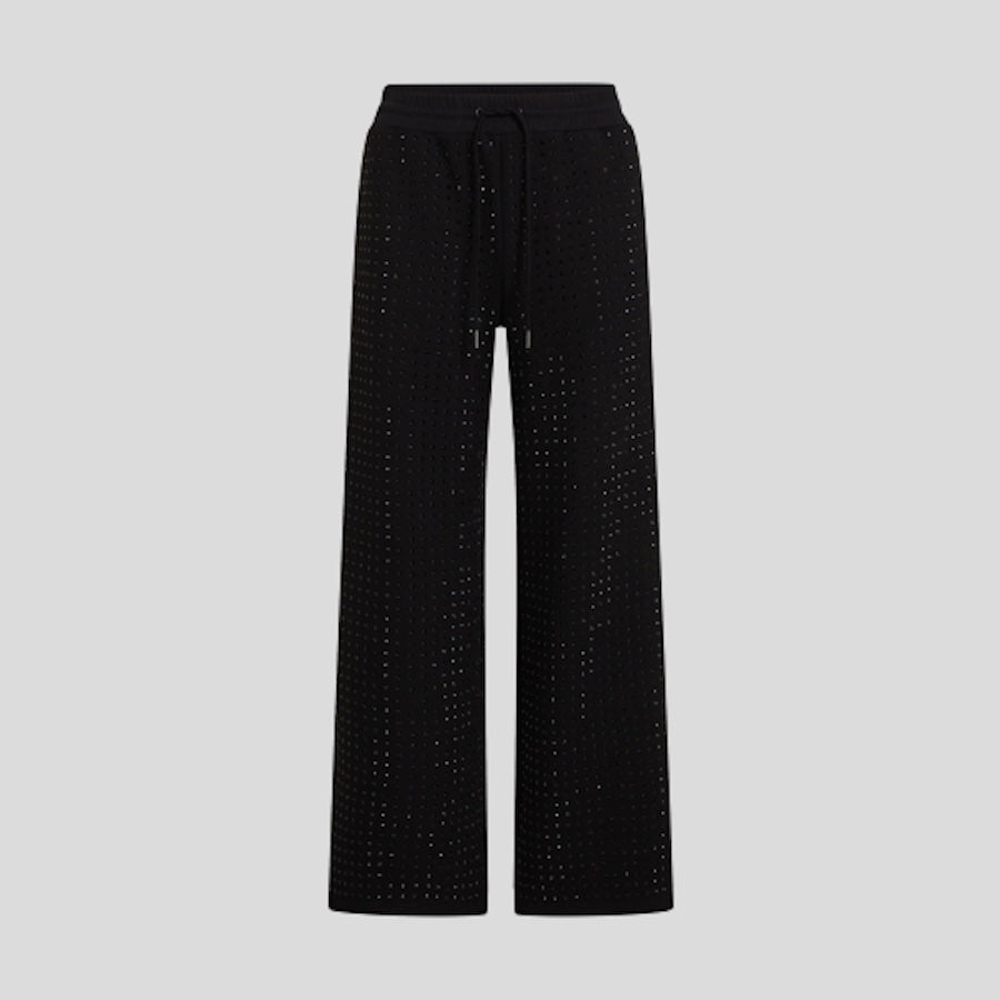 Pantalon Karl Lagerfeld noir à strass – coupe droite sport chic – Réf. B4W10077 999
