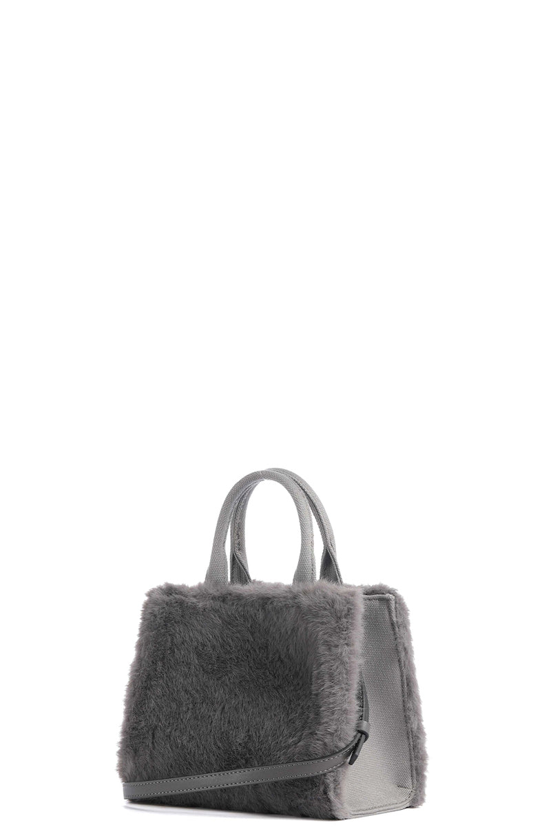 Petit sac à main femme Karl Lagerfeld gris en fausse fourrure