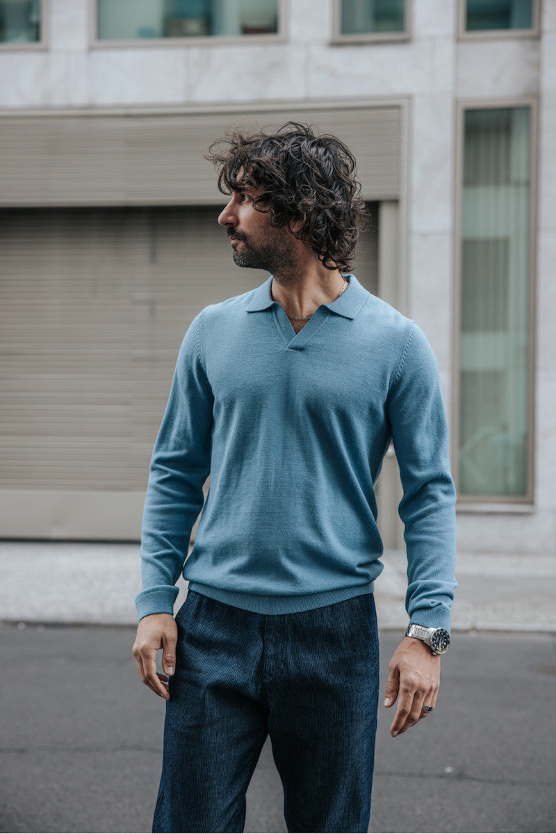 Polo en maille bleu clair FReeman T Porter