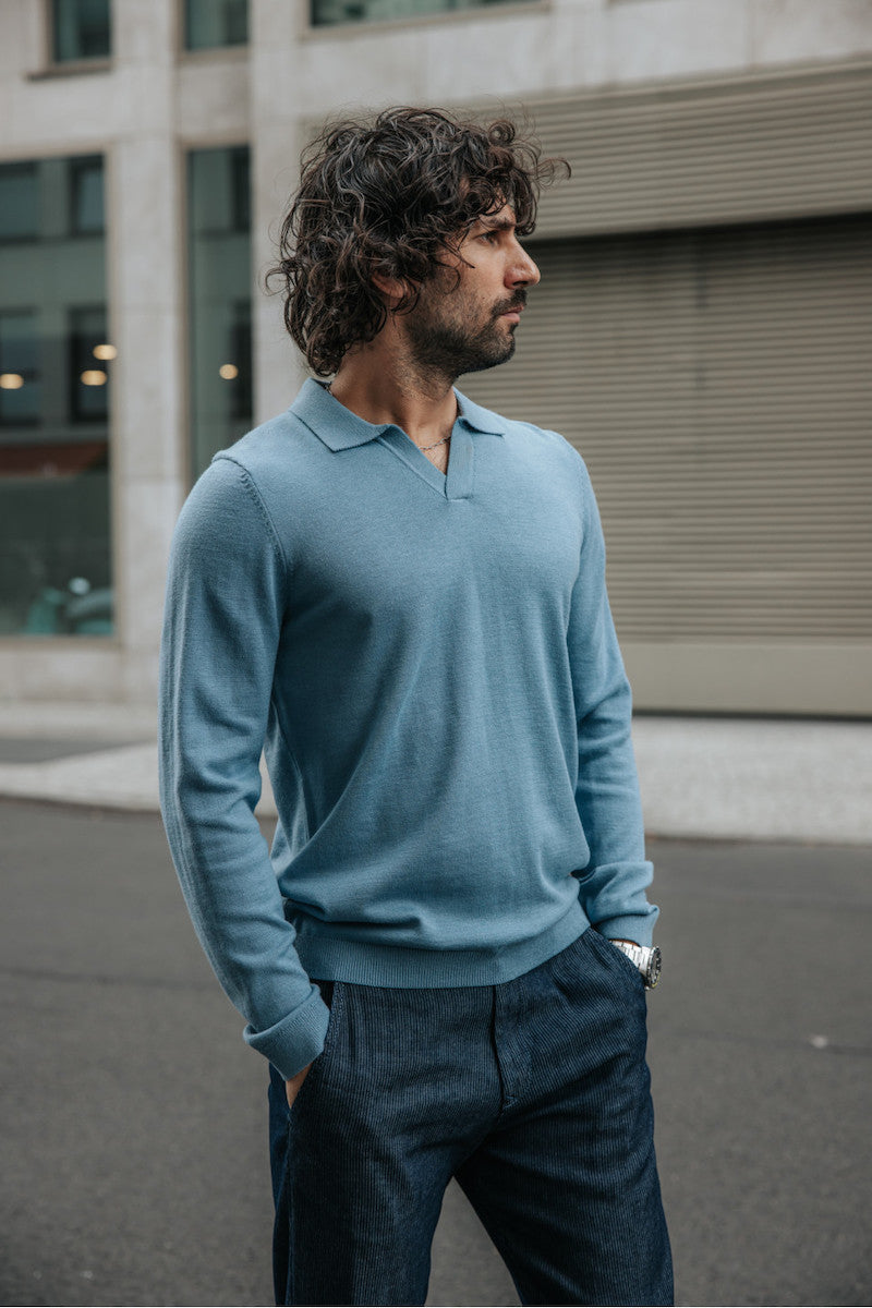 Polo en maille bleu clair FReeman T Porter