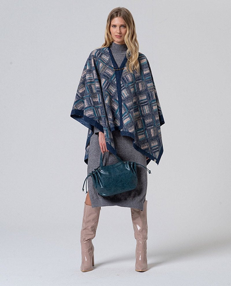 Poncho femme en jacquard Surkana