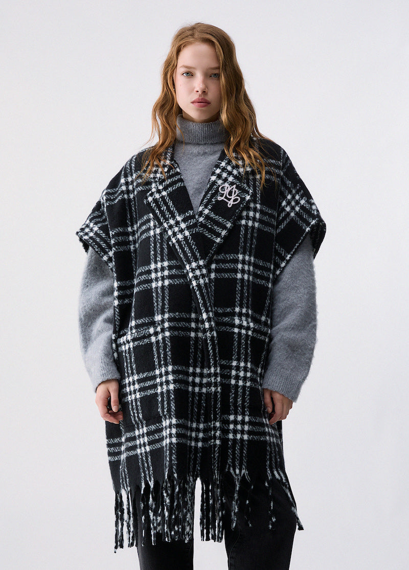 Poncho long Liu Jo à carreaux