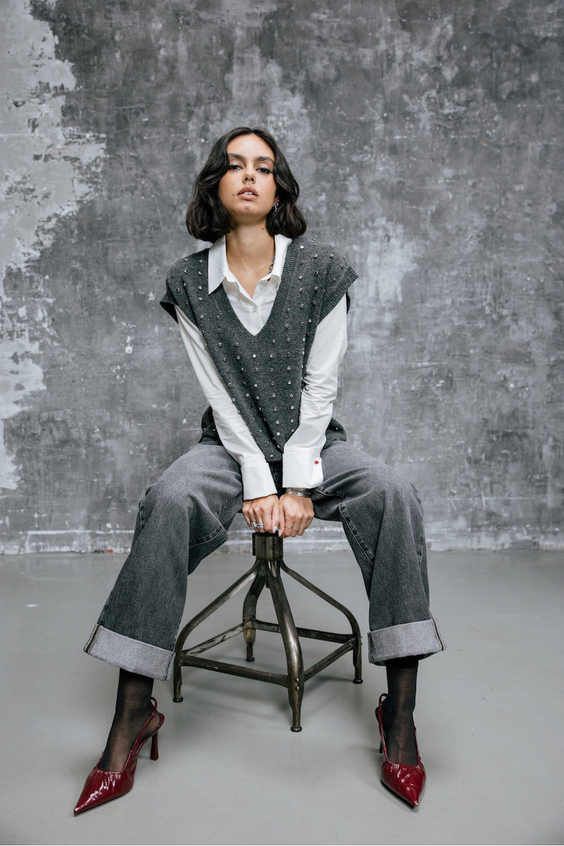 Pull femme sans manches à clous Freeman T Porter