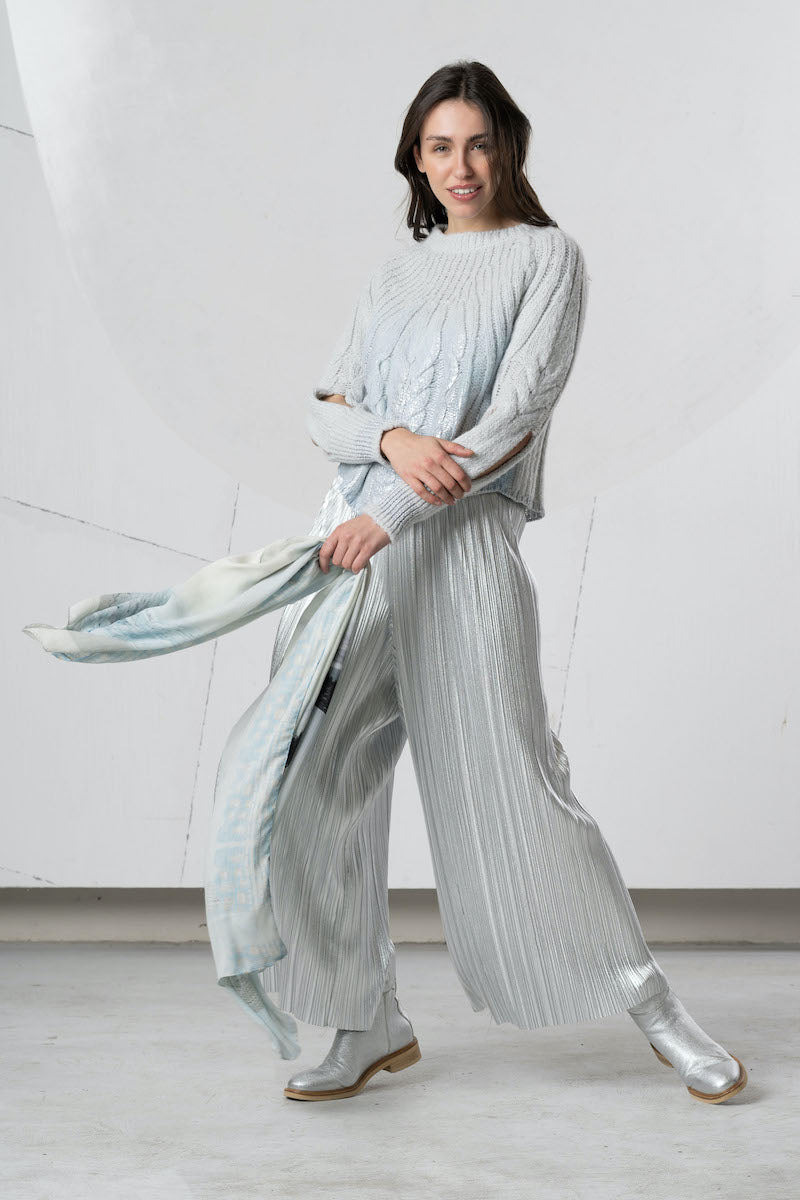 Pull ajouré et lamé bleu Elisa Cavaletti