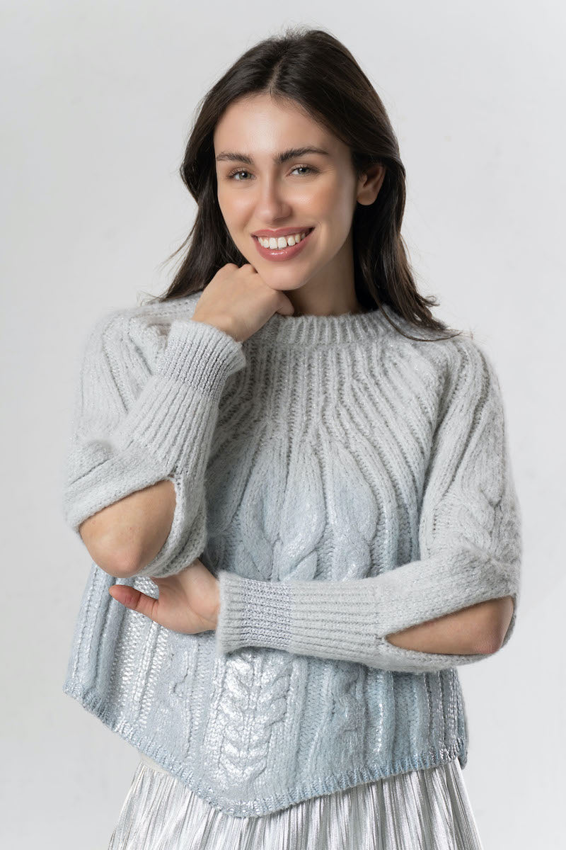 Pull ajouré et lamé bleu Elisa Cavaletti
