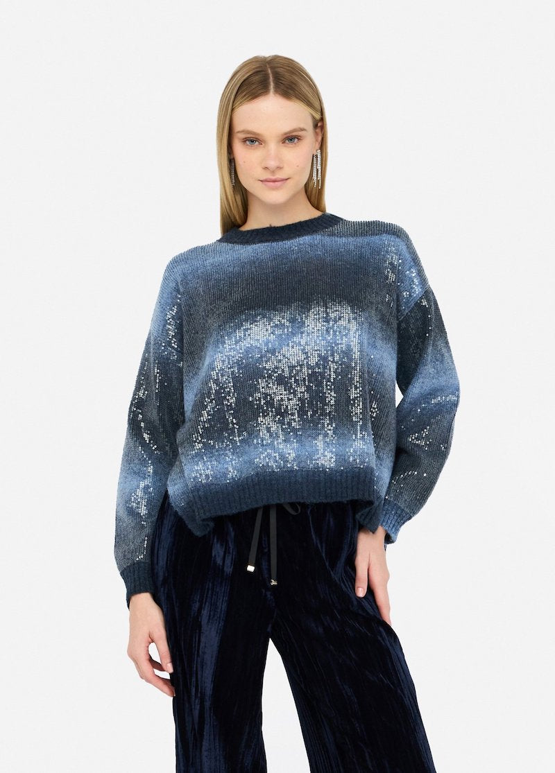 Pull bleu à sequins Liu Jo