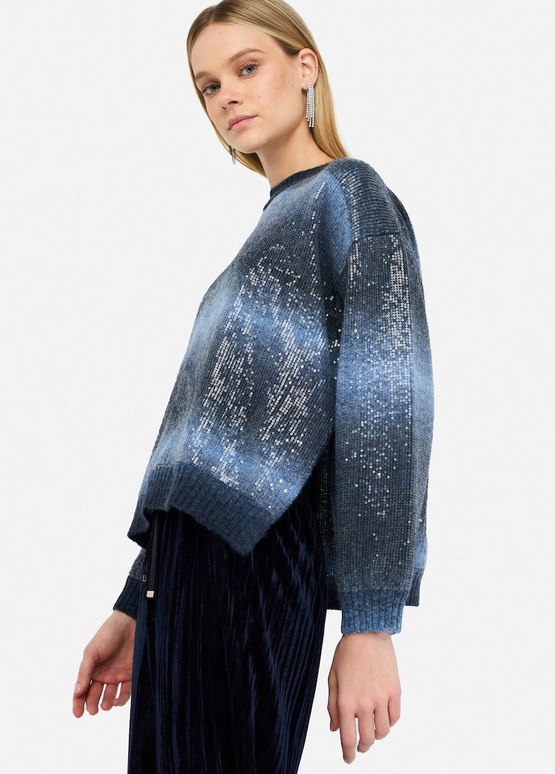 Pull bleu à sequins Liu Jo