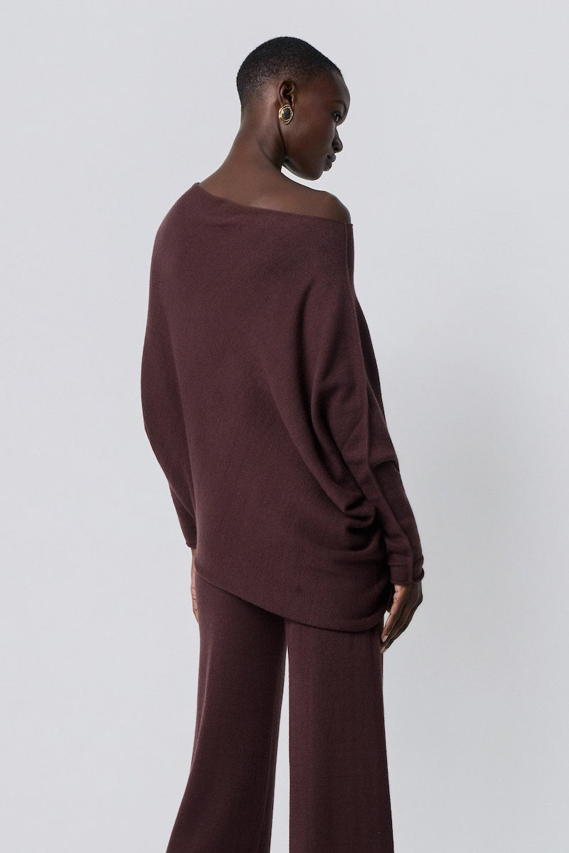 Pull asymétrique marron BSB fashion